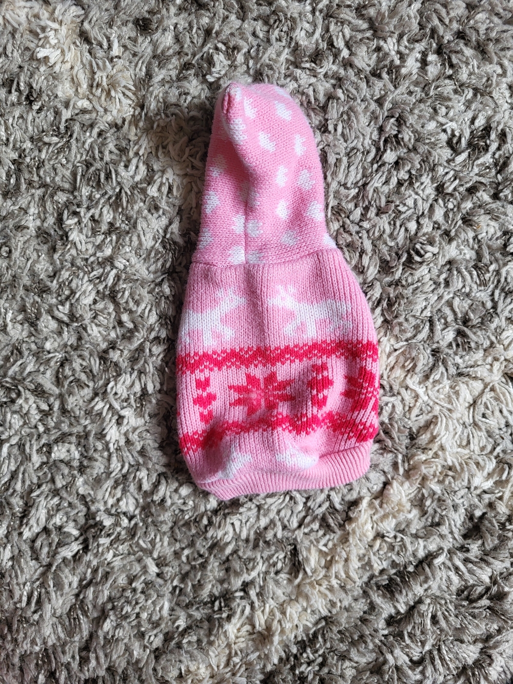 Pink Heart-Pattern Knit Dog Sweater with Hood